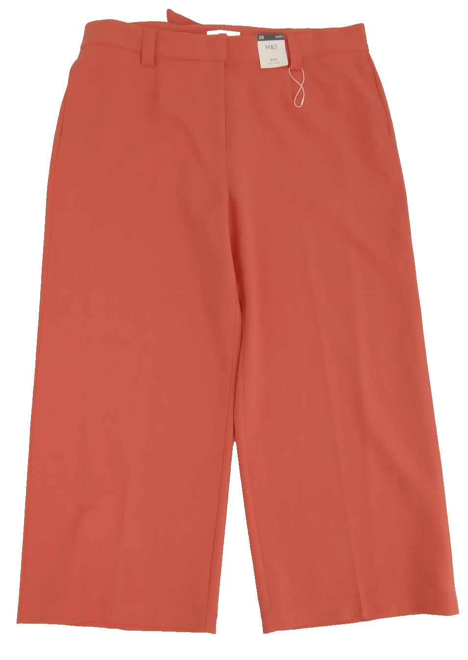M&S Women’s Trousers Size 20 Short Orange Pockets Belt Loops Wide Leg Zip New F1