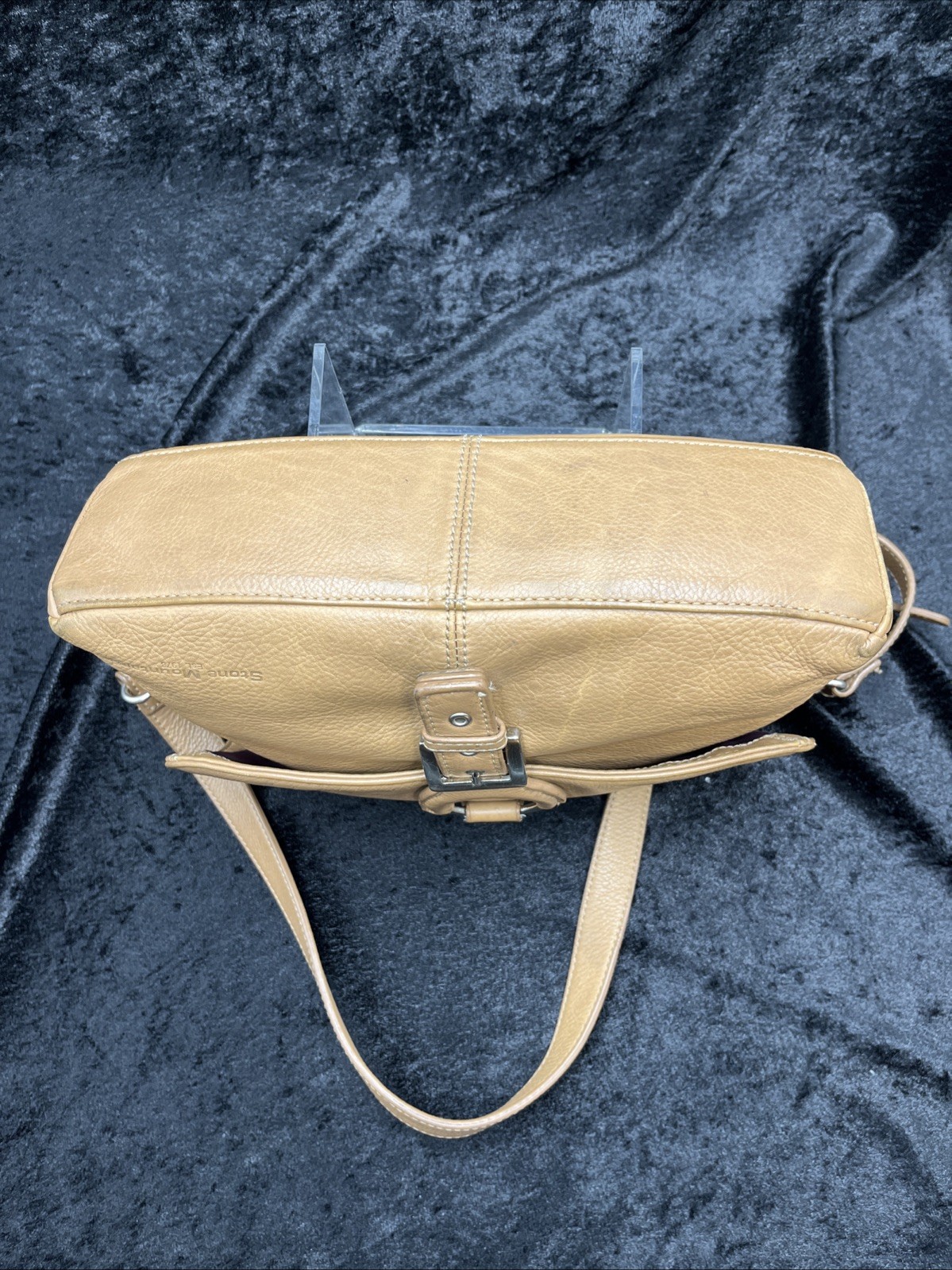 Stone Mountain Genuine Leather Shoulder Bag Buckle Accent & Key Fob Vintage