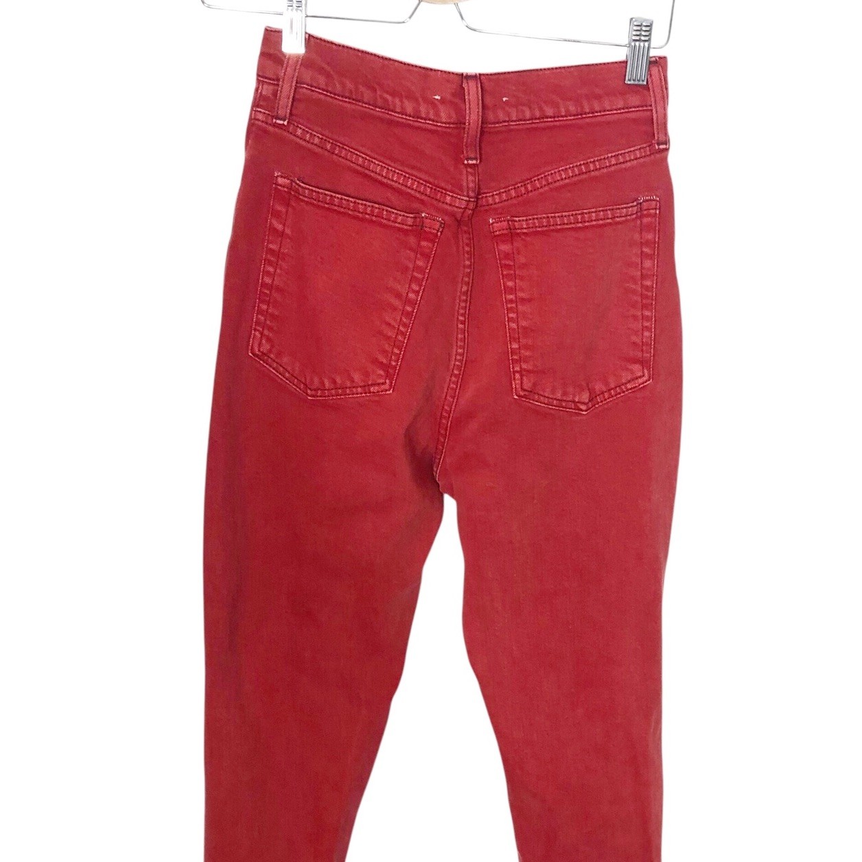 Helmut Lang Red High Waisted Femme Hi Spikes Jeans Red 27 26” Womens