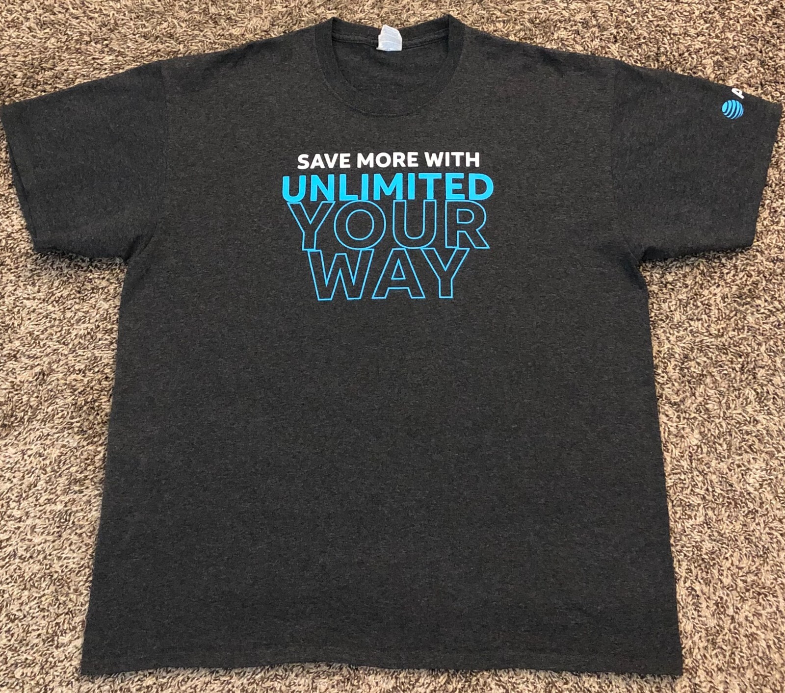 AT&T 5G Save More With Unlimited Your Way Grey Graphic T-Shirt Size XL
