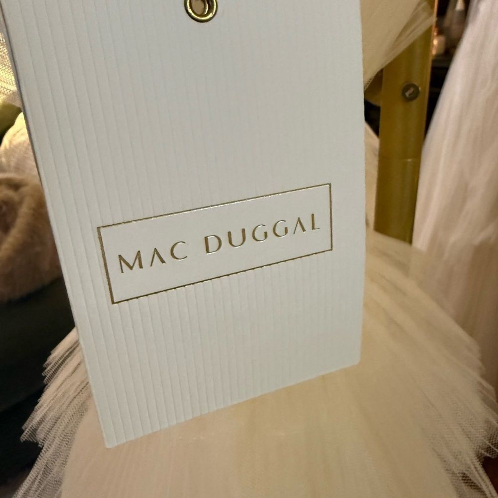 Mac Duggal x BHLDN Daphne Strapless Tiered Tulle Mini Dress in Ivory