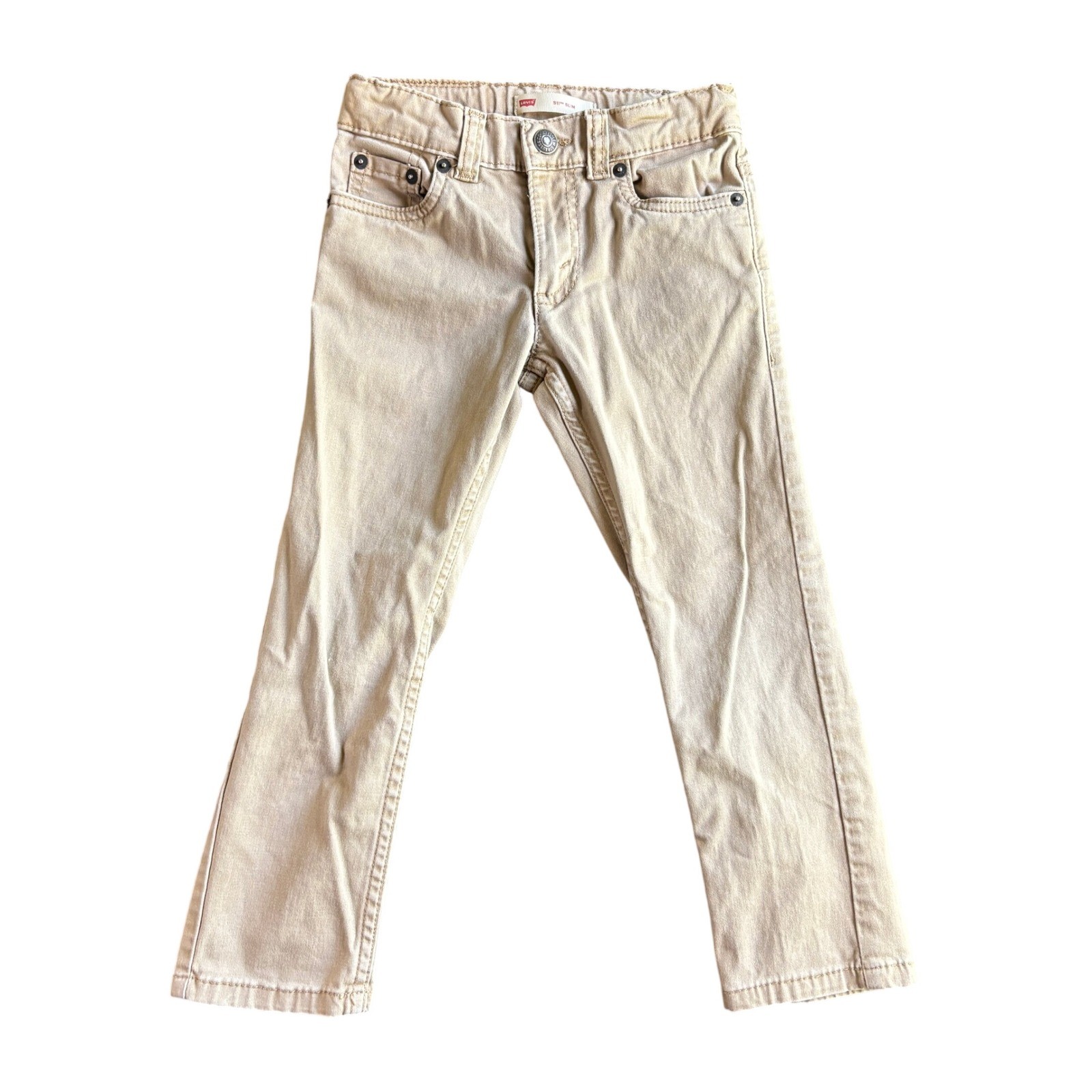 Levis Kids 511 Slim Khaki Chino Pants Tan Size 5 Stretch Adjustable Waist 511TM