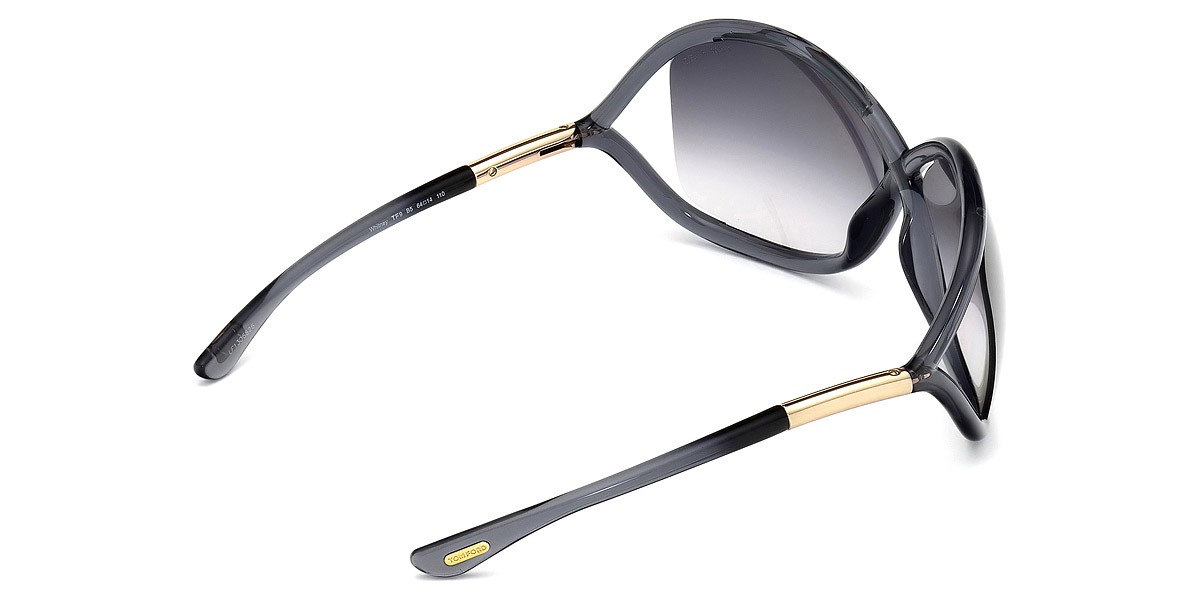New Tom Ford Women Geometric Sunglasses FT0009 0B5 Shiny Dark Gray / Smoke 64mm