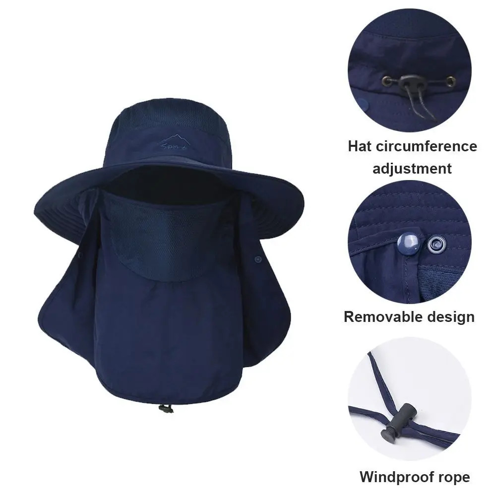 Wide Brim Sun Hat UV Protection Bucket Cap For Hiking Camping Fishing Safari Men