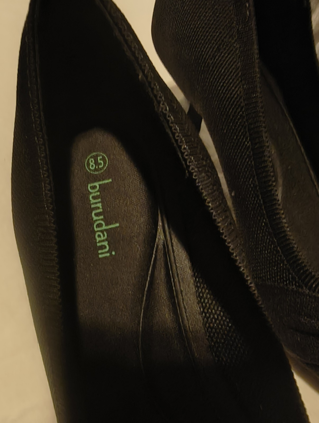 burudani Women’s Black Pointed Toe Bow Slip-On Pump Heels, US 8.5