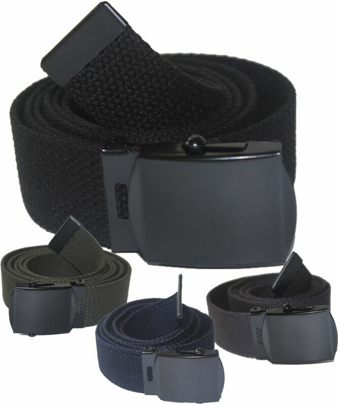 NEW ADJUSTABLE 56″ INCH ASSORTED CANVAS MILITARY WEB BELT BLACK BUCKLE MEN WOMEN
