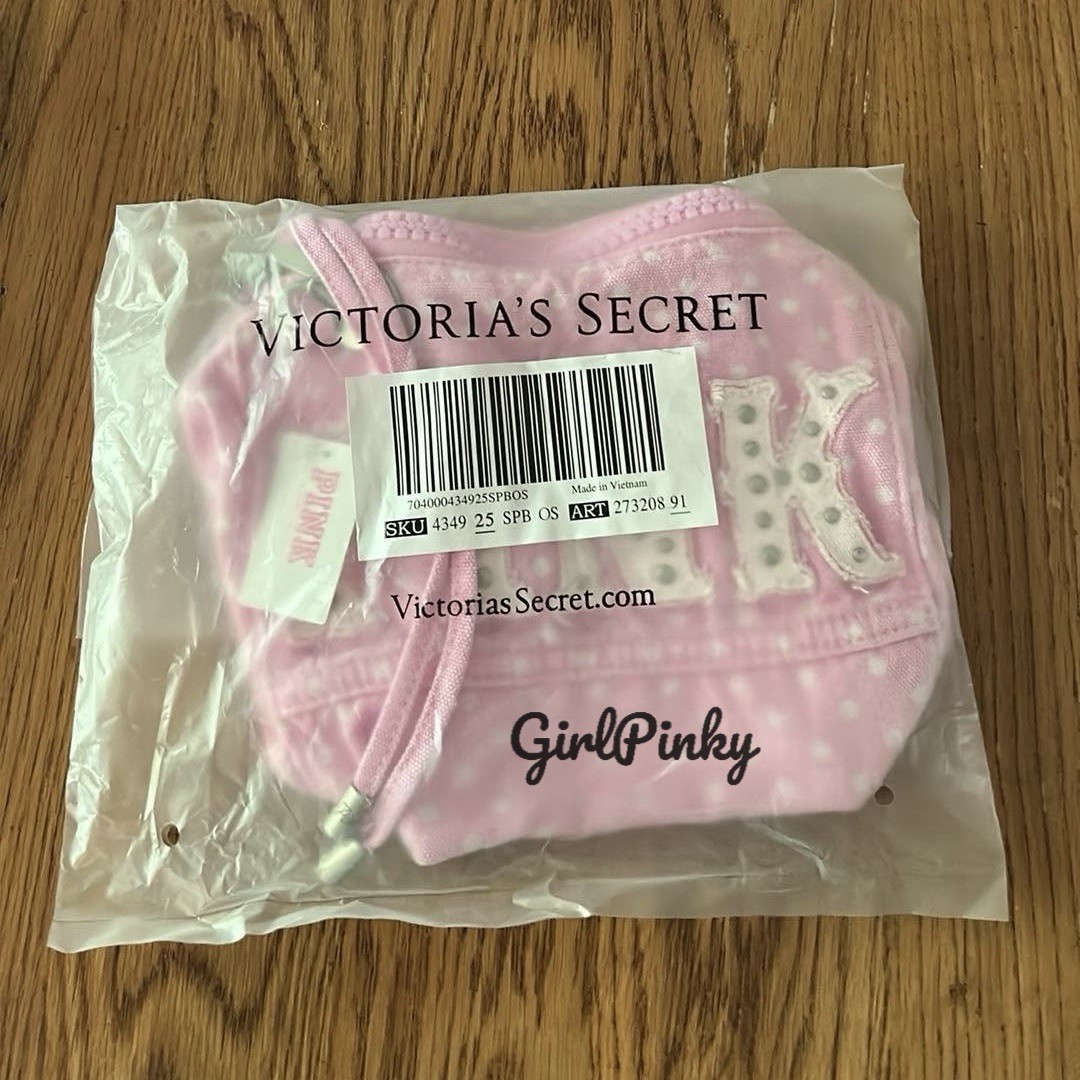 VS PINK CANVAS CLASSIC PINK DOT ROLLED DUFFLE SHOULDER STYLE BAG NEW WITH TAGS!!