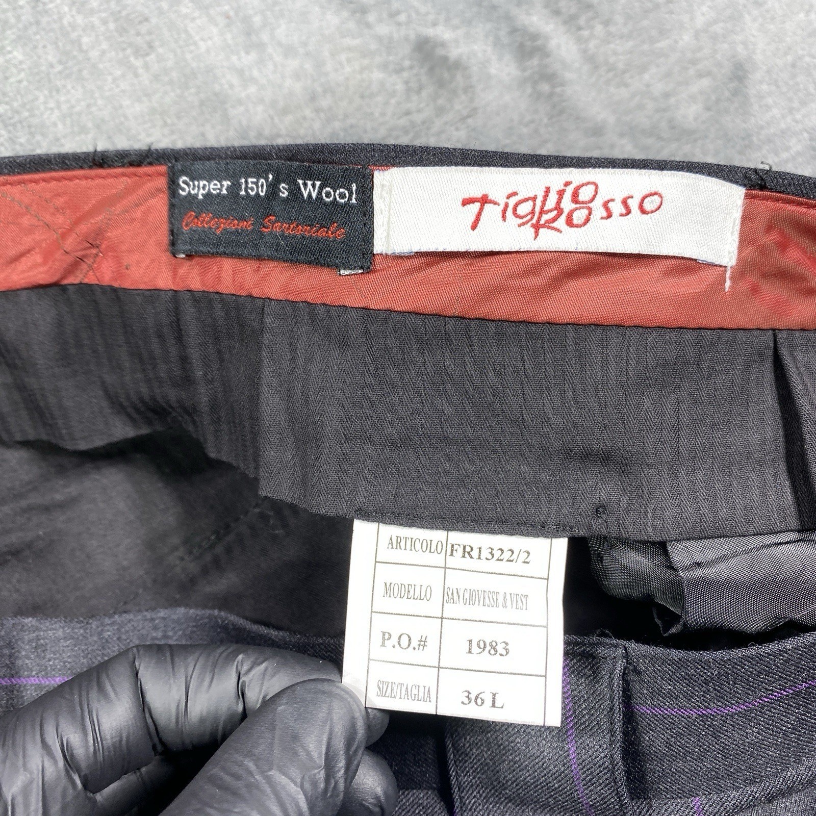 Tiglio Rosso 3 Piece Suit 36L Striped 150s Wool Blazer Vest Pleat Pants Italy