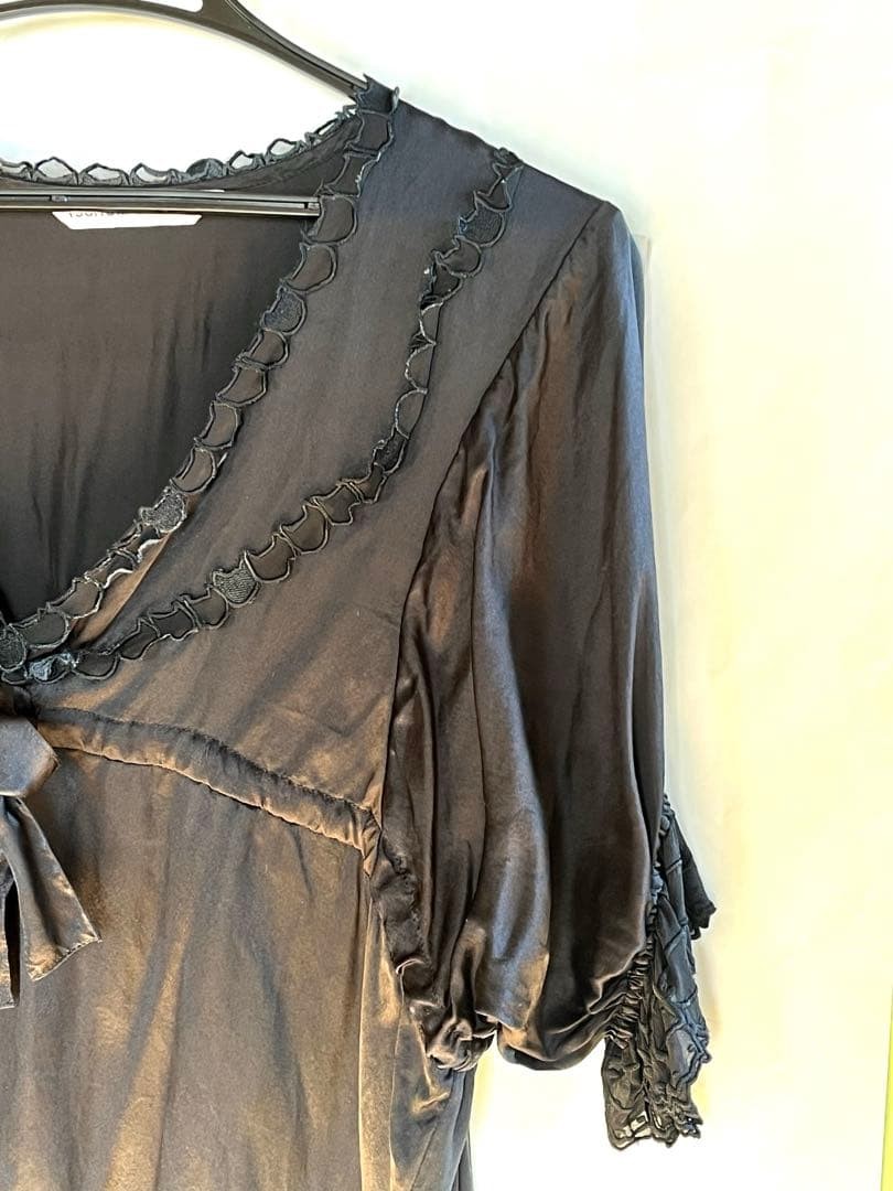 Tsumori Chisato Silk Cat Embroidery Blouse Black Size 2 Used