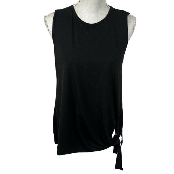 Theory Tee Shirt Women’s S Black SL K Rubric Tie Waist Sleeveless Tee EUC Pima