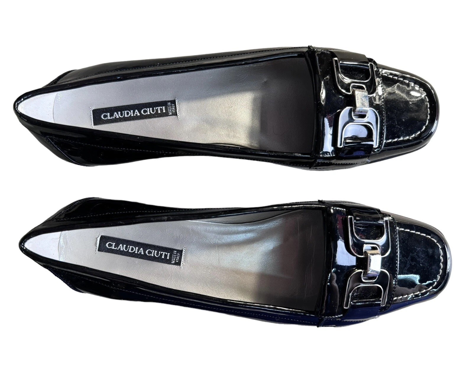 Claudia Ciuti Patent Leather Loafers Black Euro Preppy Italy Quiet Luxury Size 6