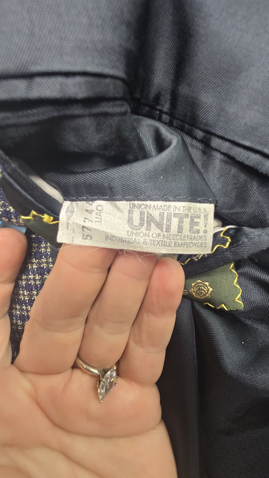 Vintage Corporate Image Suit Mens 44 Gray Blue Plaid Wool Sport Coat Pants 32×29