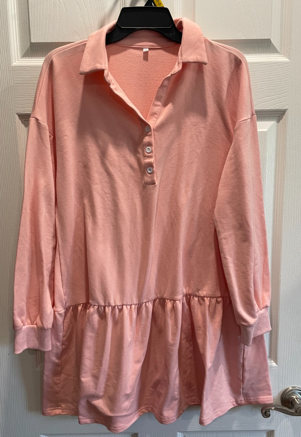 Ladies Medium Long Sleeve Dress, Light Pink EUC, Polyester, Rayon, Spandex