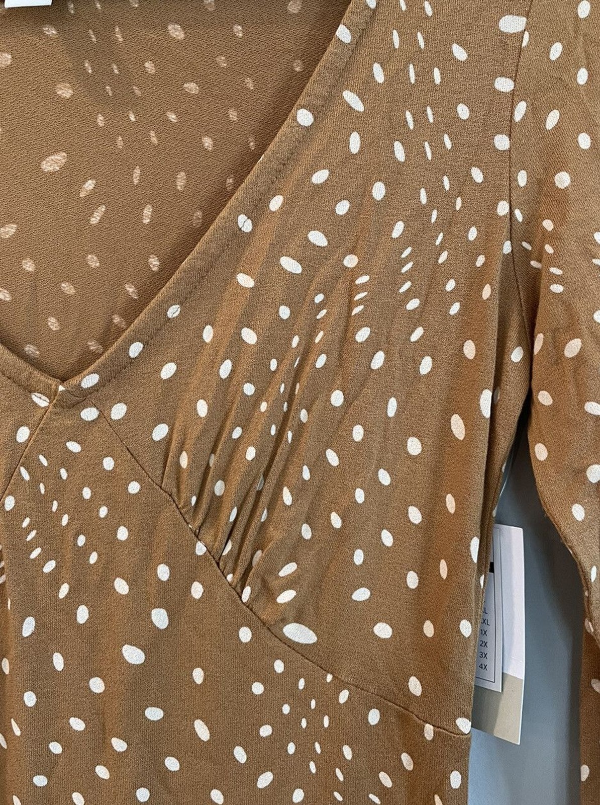 BP Nordstrom Brown Dot Print Dress Size XS NWT V-Neck Stretchy Boho Preppy
