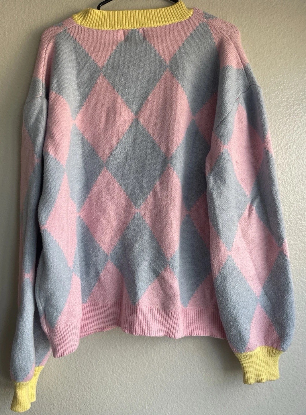 Steady Hands Howls Moving Castle Argyle Cardigan Pink/Yellow Women’s Sz M/L
