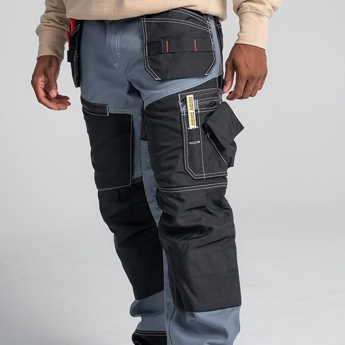Blaklader Men Cotton Durable Work Pants with Cordura Reinforced Pockets, 44Wx34L