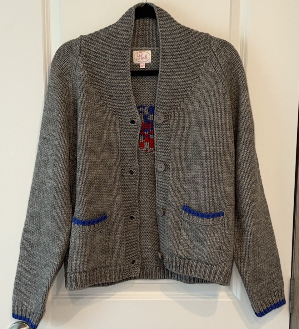 PINK PINEAPPLE Apres Ski Chunky Knit Cardigan Topper in Gray XS/S Ski Lodge PP21