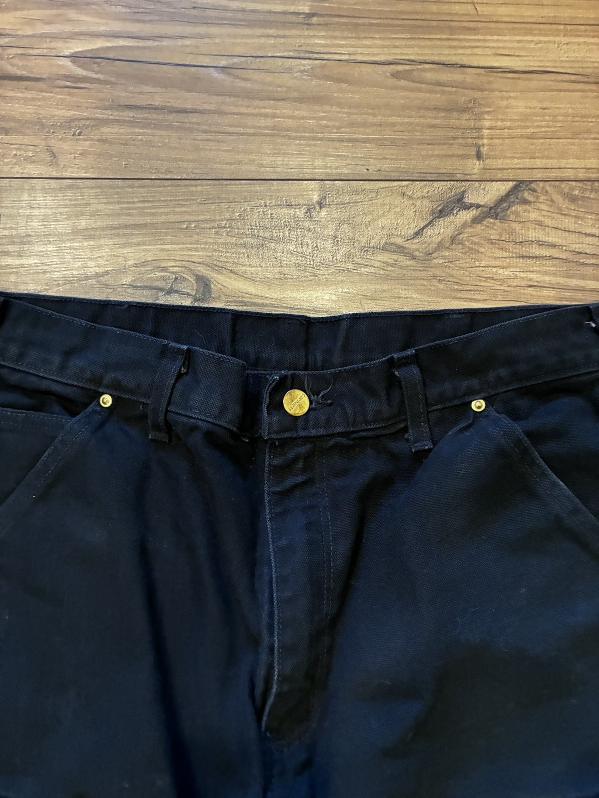VTG Carhartt Double Knee Pants B01 BLK 33×30 Black Faded