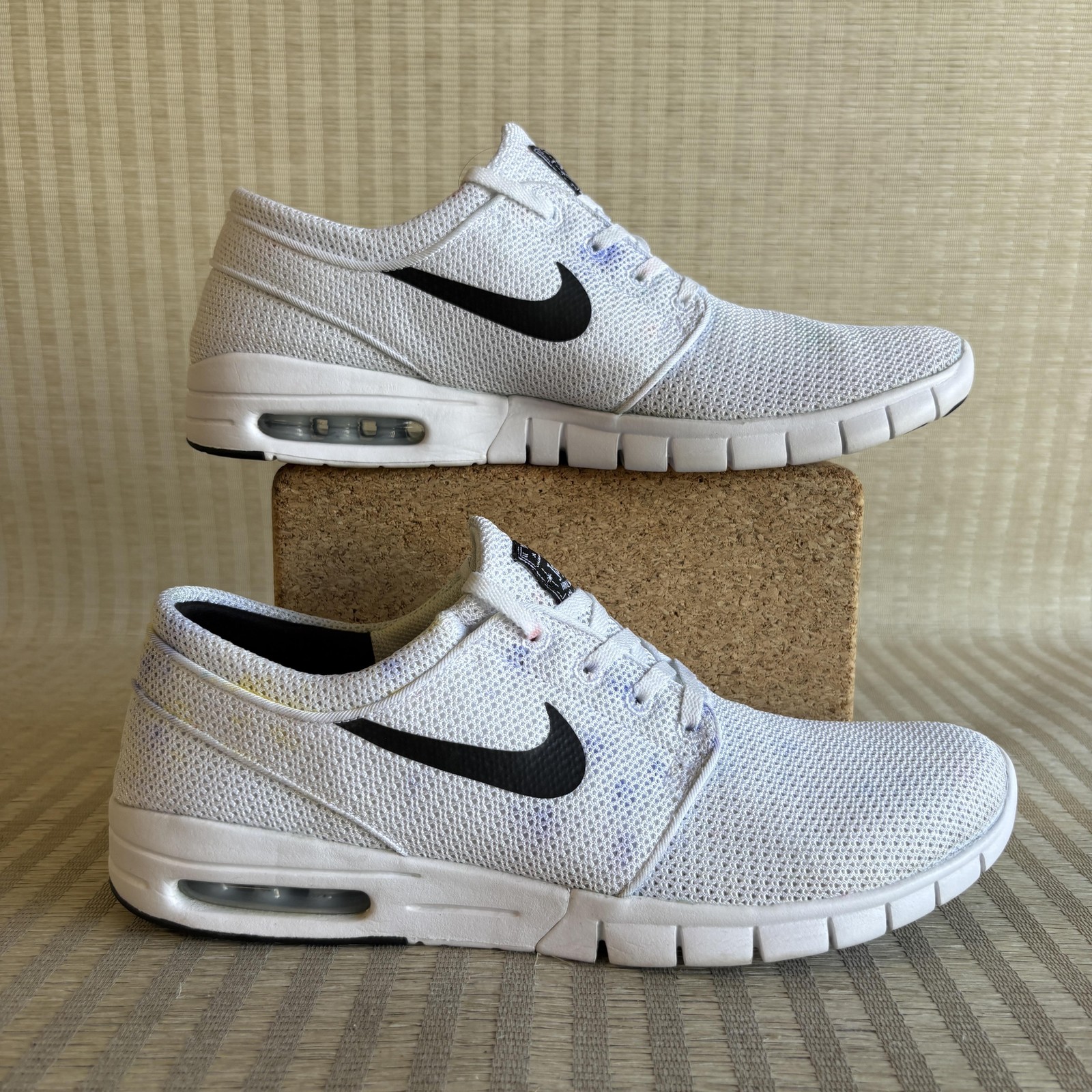 Nike SB Stefan Janoski Max Skate Shoes Mens 11 White Custom Splatter 631303-100