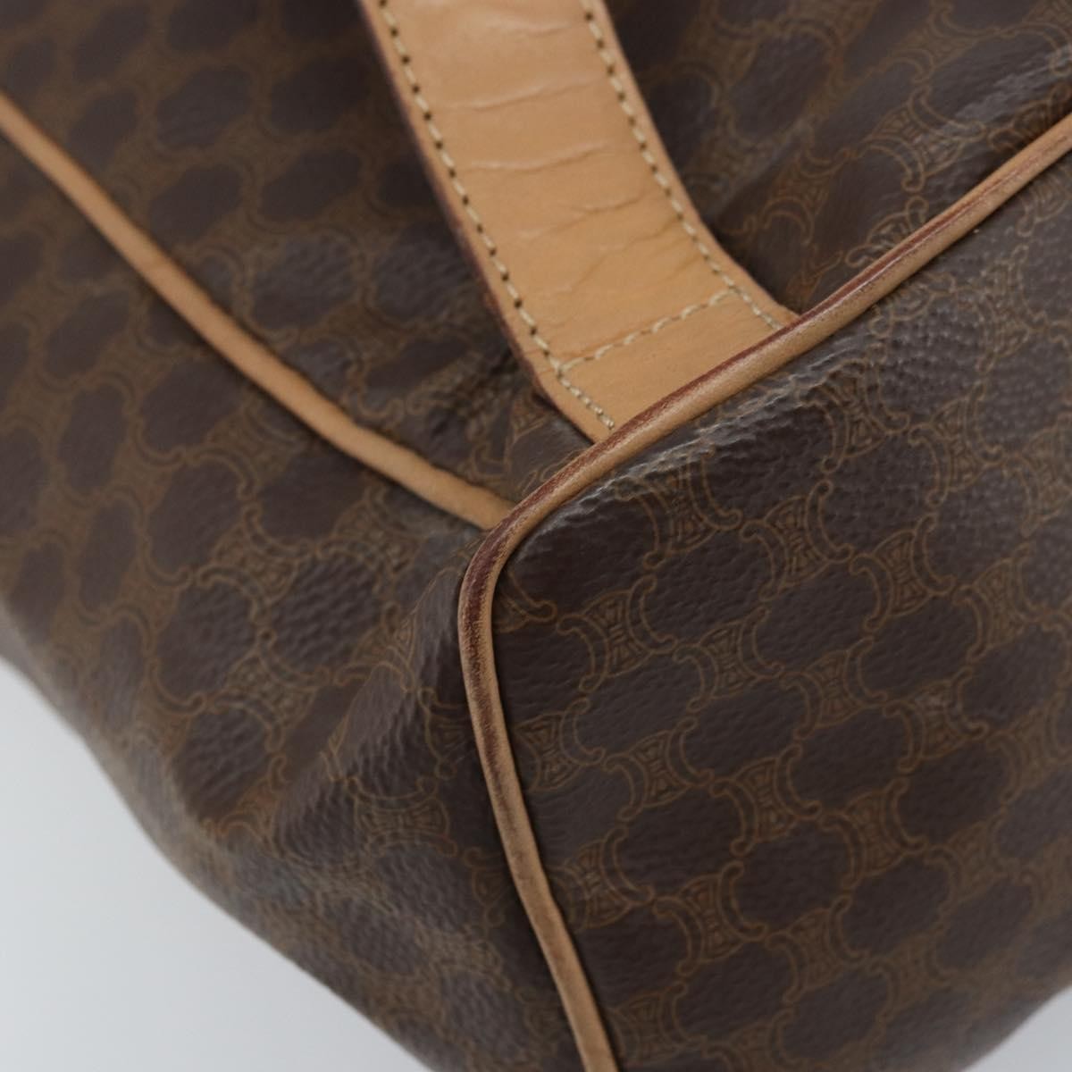 CELINE Macadam Canvas Backpack PVC Leather Brown Gold Auth SW2219