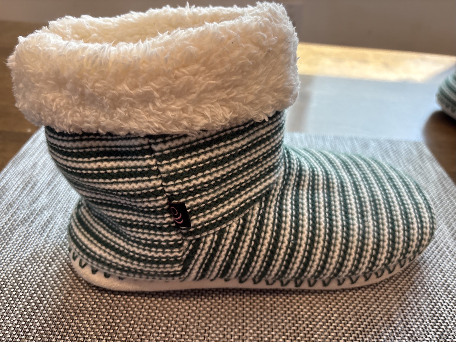 Cuddl Duds Luxe Sherpa Turn-Cuff Bootie Slipper Green