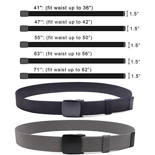 2-Pack Elastic Stretch Belt, Men’s All Size Metal Nylon Tactical Hiking Belt