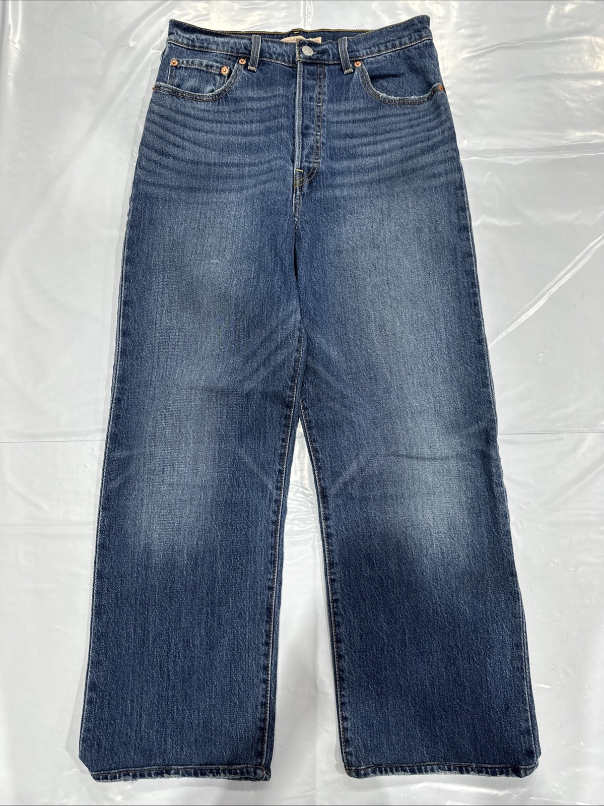 Levi’s Ribcage Jeans Women’s 29 Blue Denim Medium Wash Straight Leg Ankle CEB488