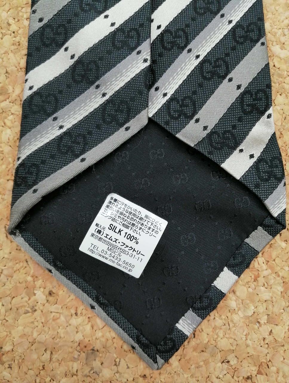 Gucci Tie Black X Beige 146cm Used
