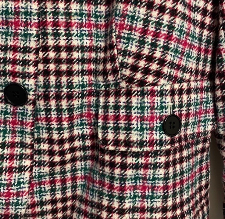 Talbots Women’s Wool Blend Plaid Blazer Jacket Size 6 /Pink, Green, Black, White