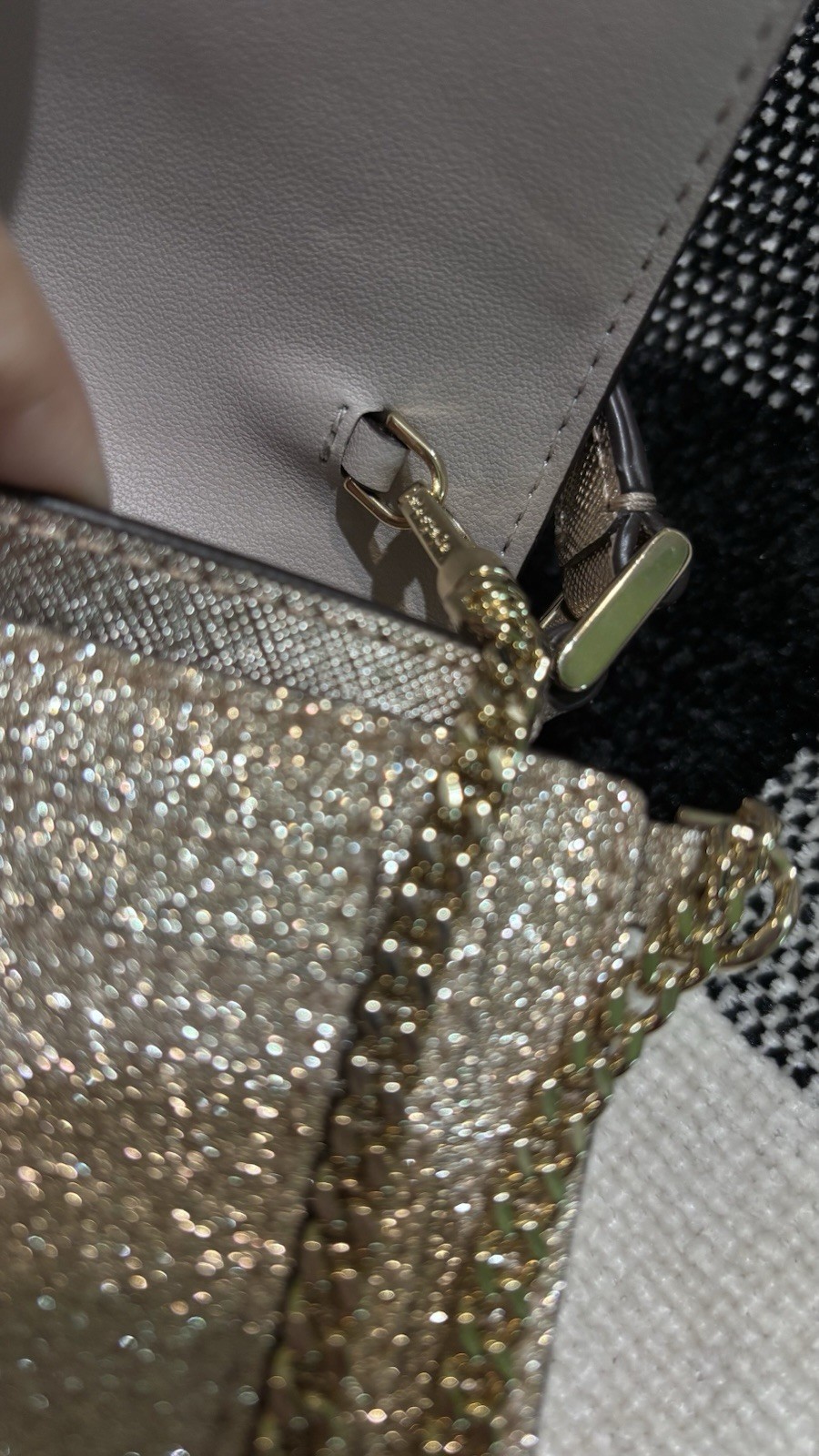 kate spade new york Gold Metallic Glitter Small Crossbody Bag, Strap, Coin Purse
