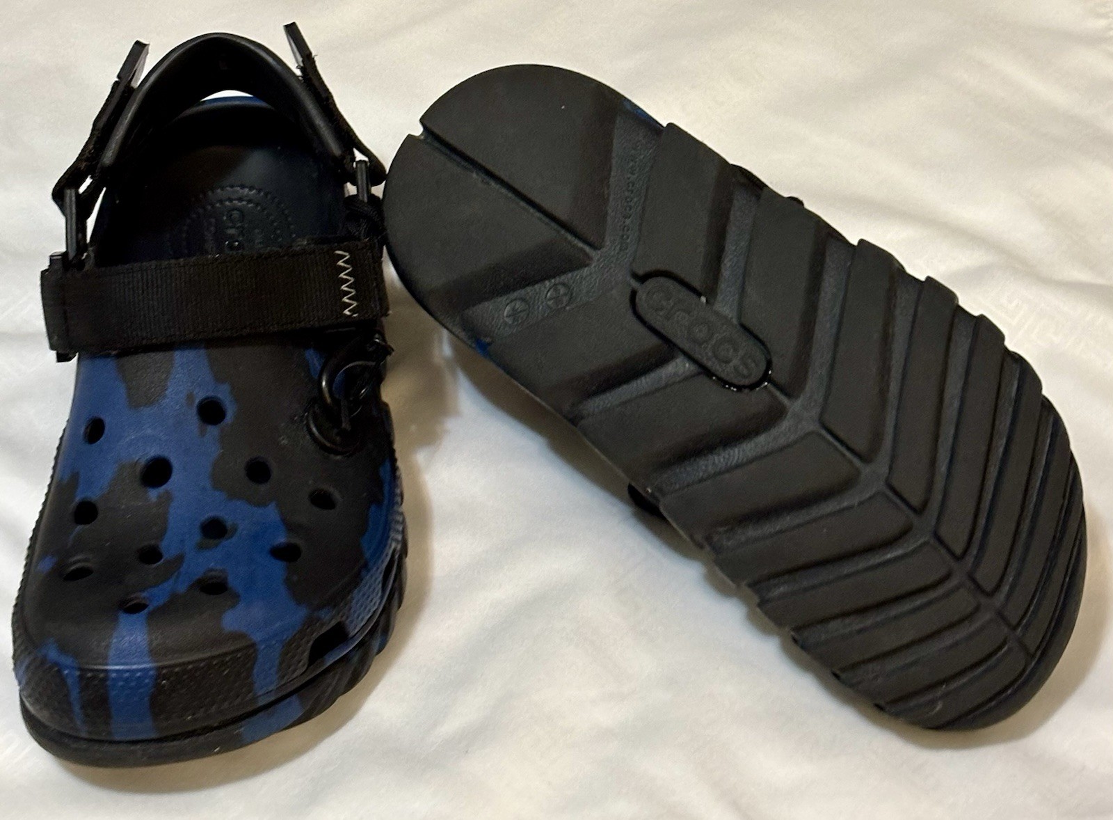 Crocs Duet Max Clog Post Malone Blue Camo sz M5 W7 EUC