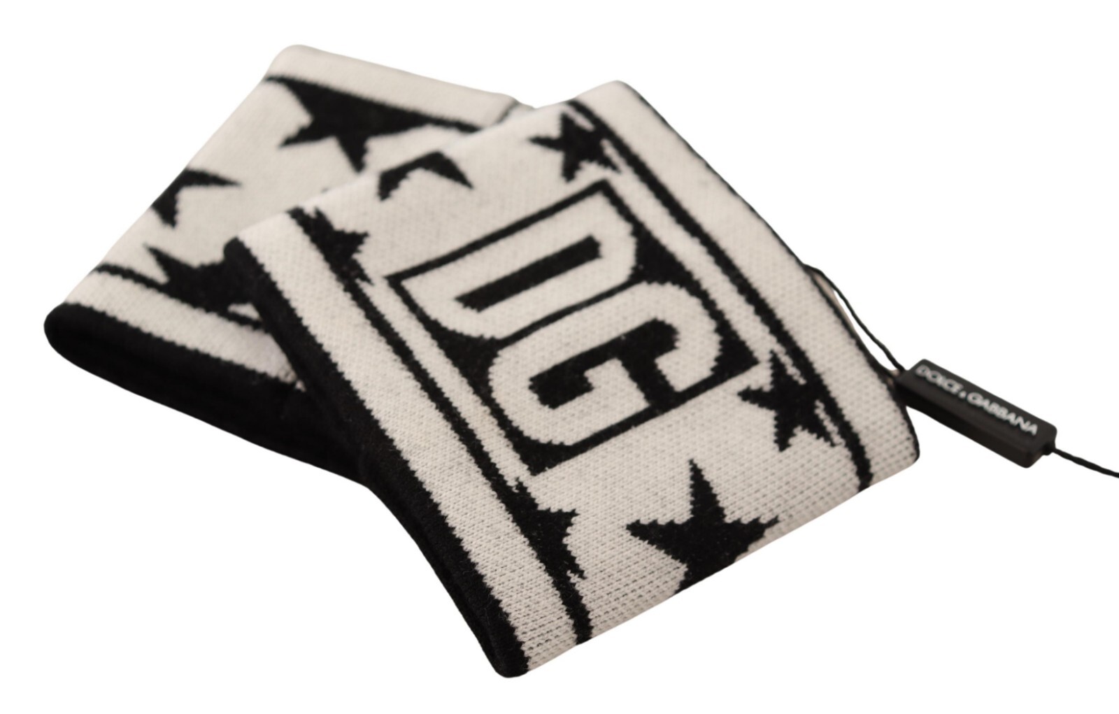DOLCE & GABBANA Wristband Set White Black Wool Logo #DGMILLENNIALS 8cm x 9cm