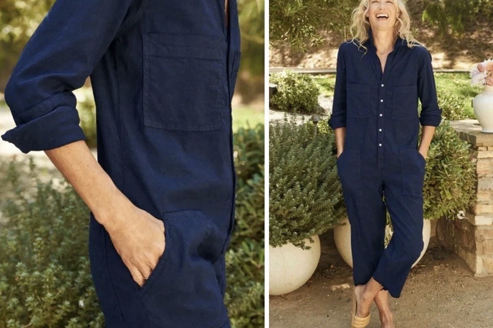 Frank & Eileen $488 Northern Ireland Italian Performance Linen Jumpsuit; M