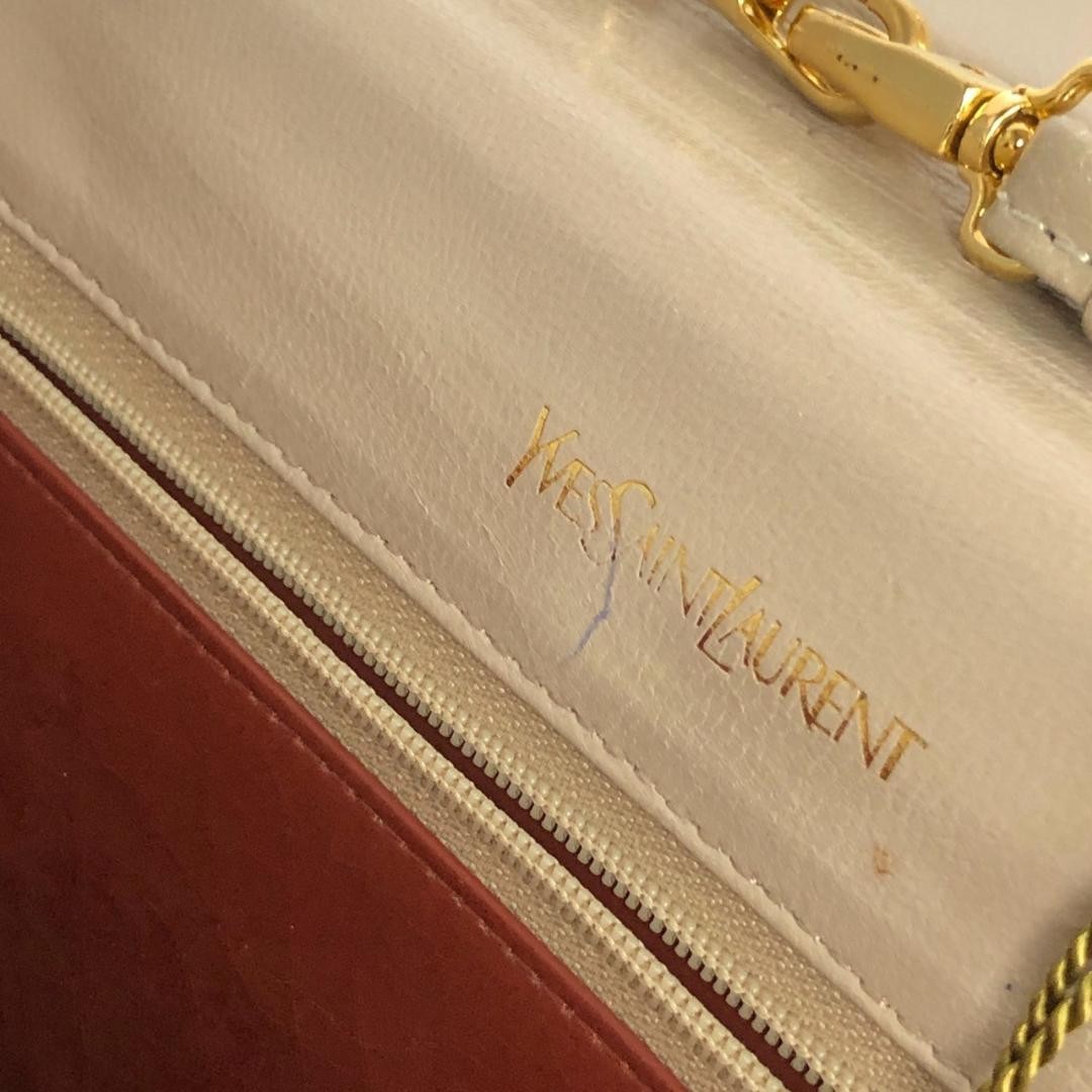 Yves Saint Laurent Shoulder Bag Beige W10.2in / D1.3in / H7.9in Authentic