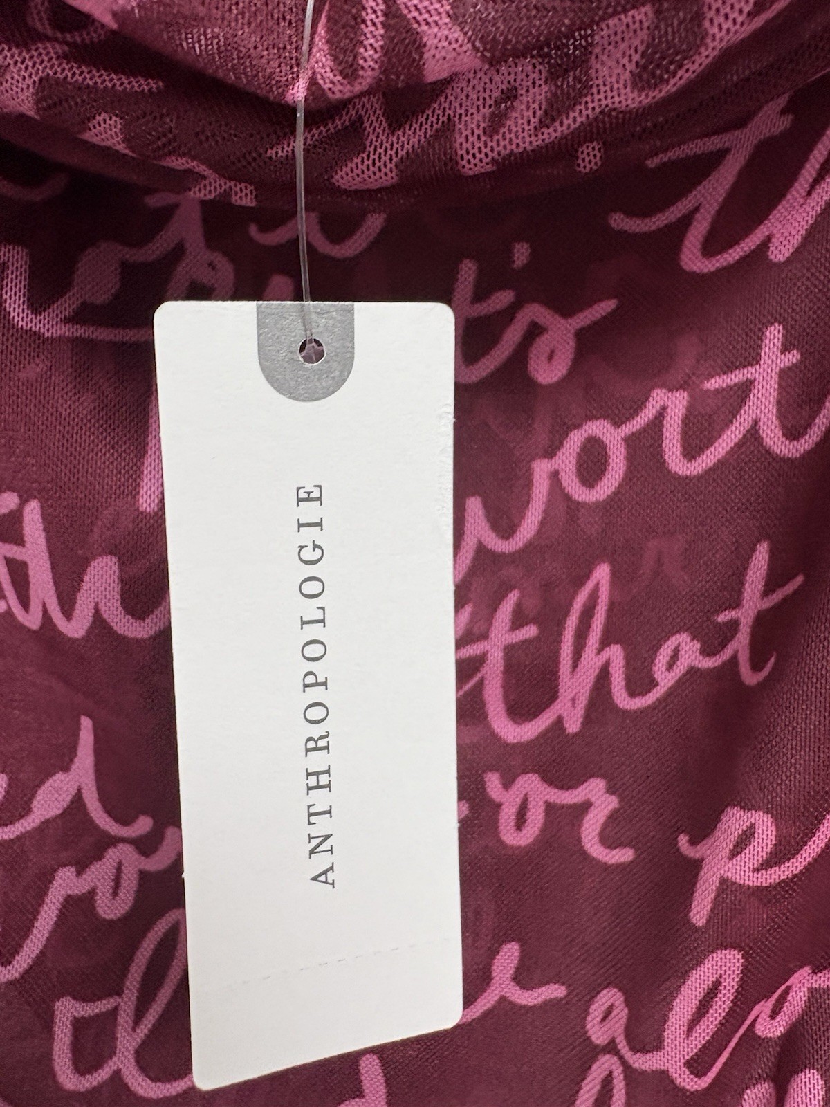 Maeve Anthropologie Mesh Script Print Draped Cowl Neck Ruched Tank Top S