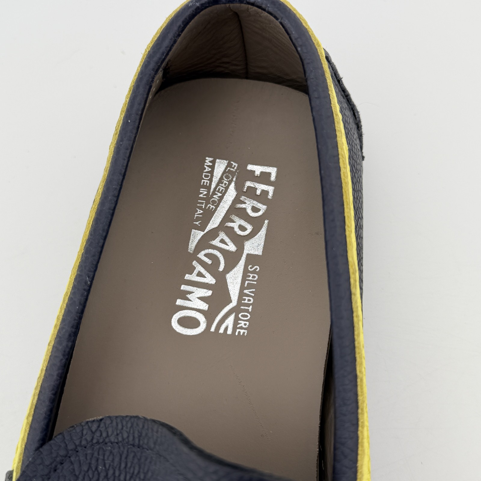 Salvatore Ferragamo Men’s Navy Blue Gancini Driving Loafers US 10.5 E Made Italy