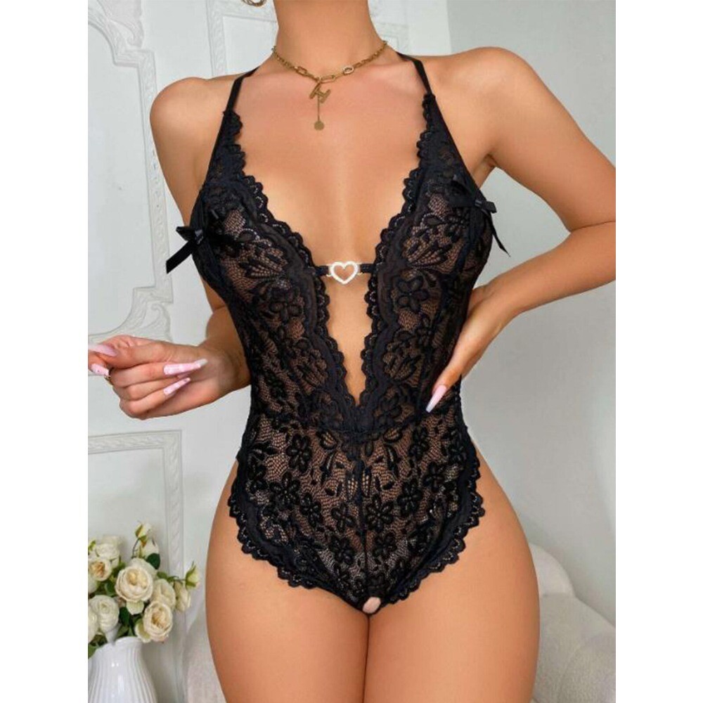 US Womens Sexy Lingerie Lace Babydoll Halter One Piece Teddy Nightgown Sleepwear