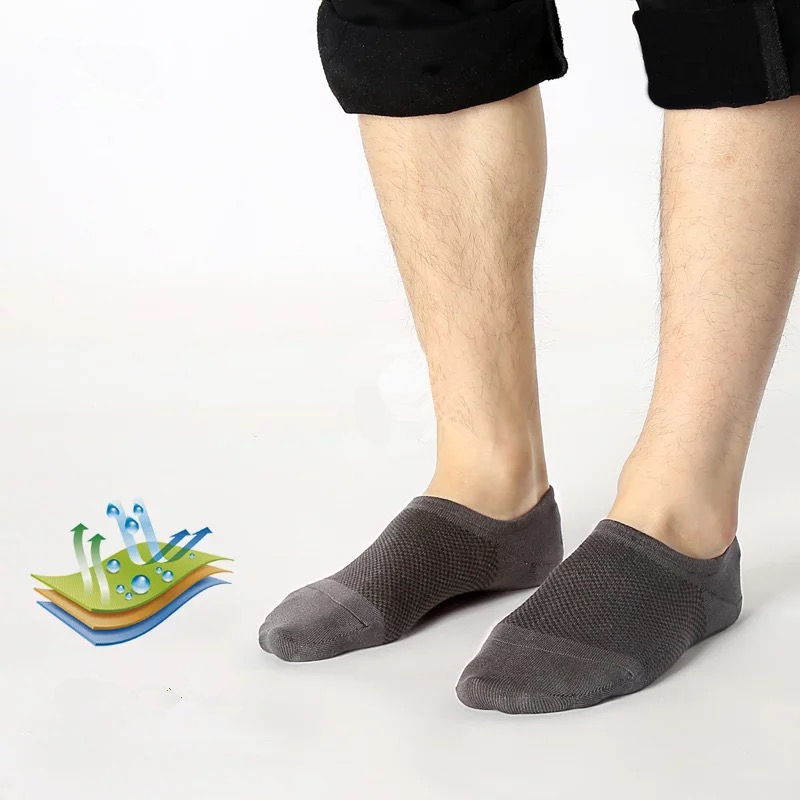 5/10Pack Bamboo No Show Nonslip Men Ankle Sport Mesh Solid Work Socks 7-11 10-13