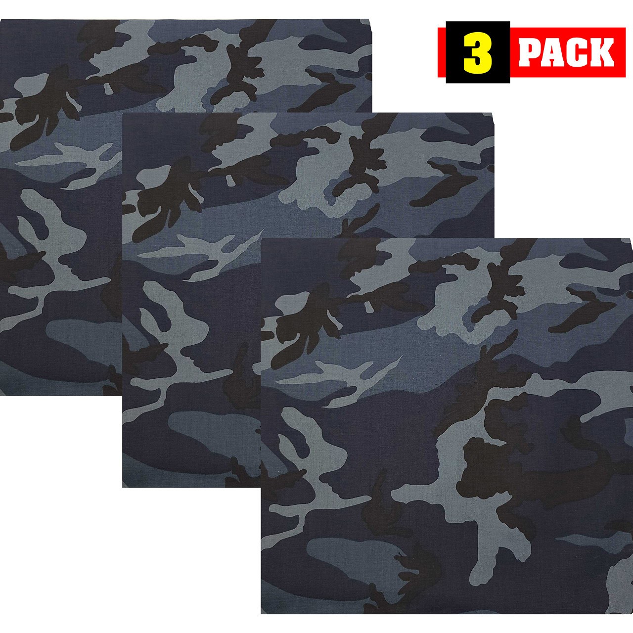 Camouflage Jumbo 27″ Bandana Tactical 100% Cotton Bandanna Head Cover 3Pack