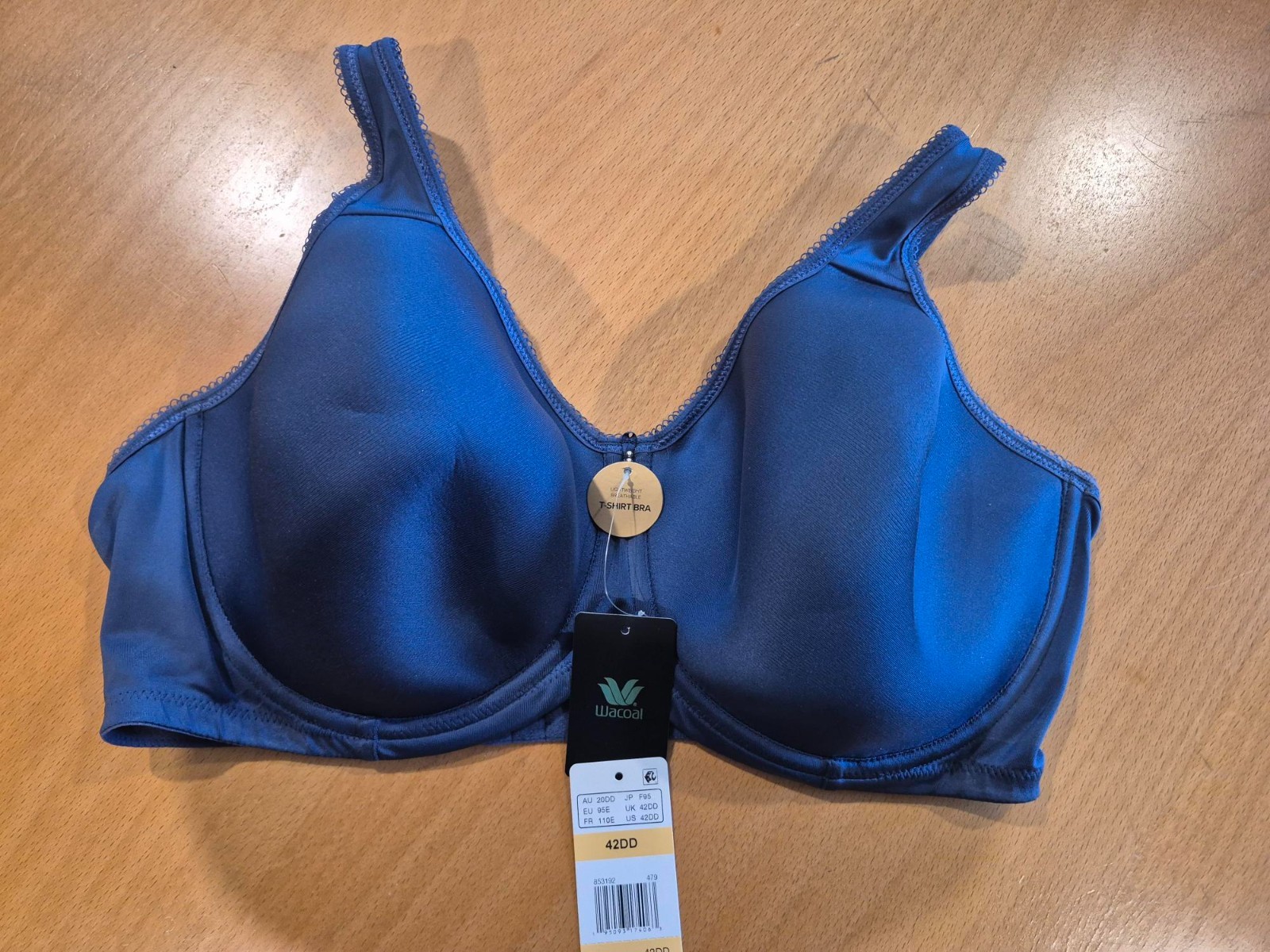 Wacoal 42DD Bra Blue Basic Beauty Spacer 853192 Underwire T Shirt Back Closure
