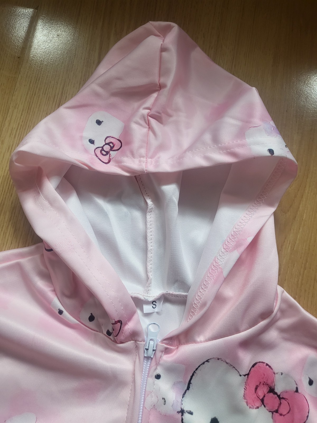Pink Hello Kitty Zip Up Hoodie Size S Womens Sanrio Gyaru Kawaii Harajuku Y2k