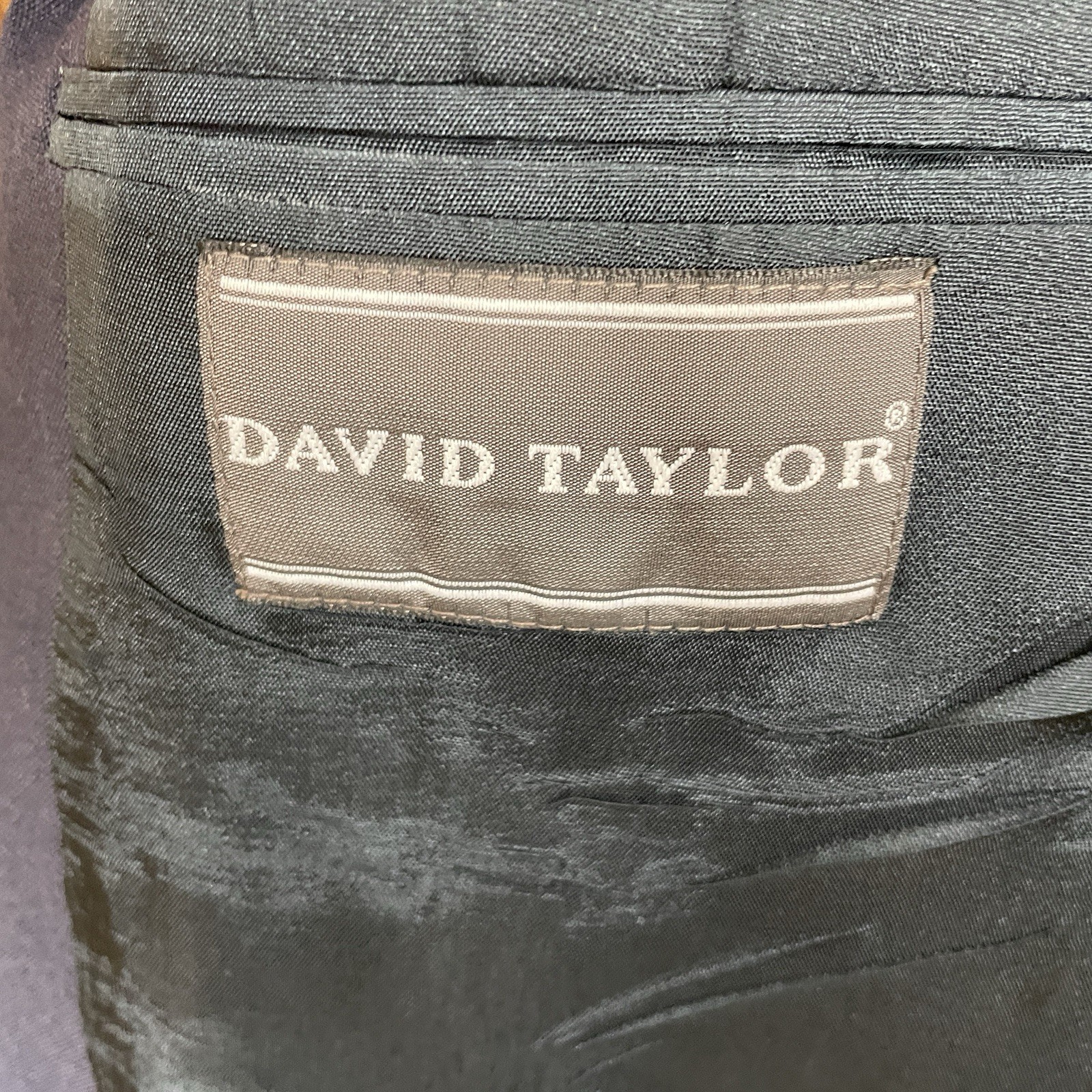 David Taylor Blazer Jacket Mens 40R Navy Blue Solid Hopsack Gold Buttons