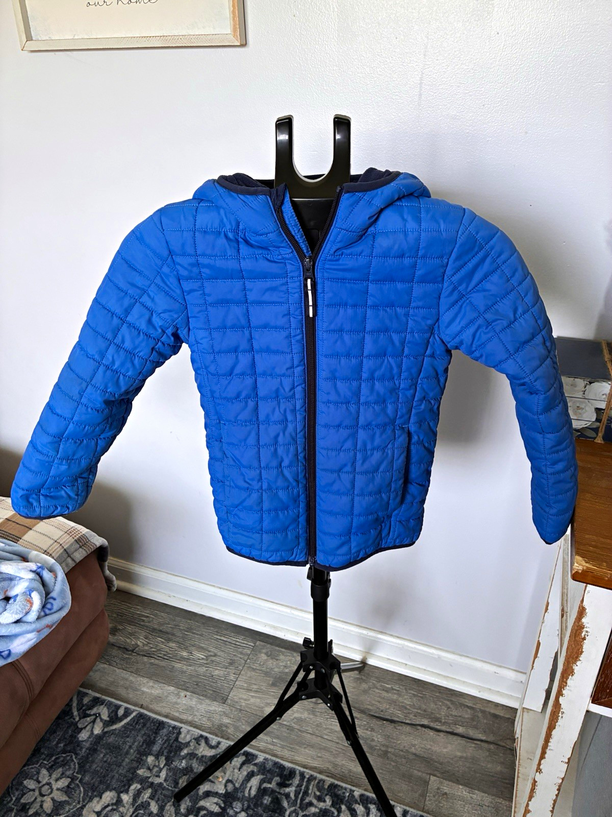 Cat & Jack Hooded Full Zip Blue Puffer Jacket, Unisex Kids S (6/7)