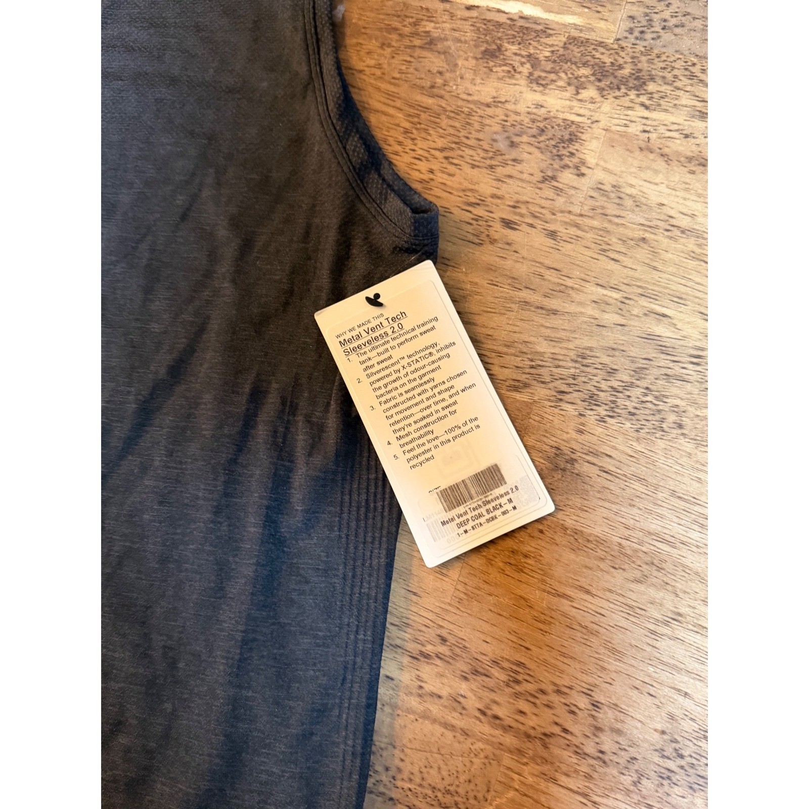 Lululemon Metal Vent Tech Sleeveless 2.0 Tank Deep Coal Black Mens M NEW
