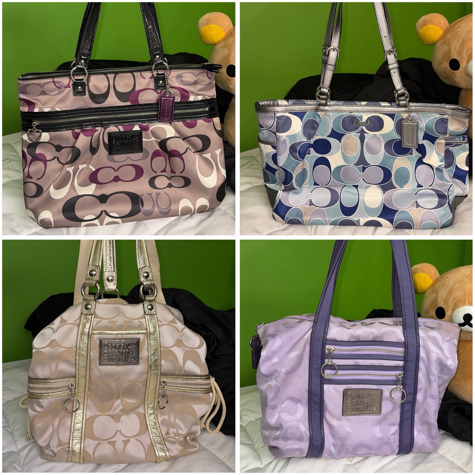 Vintage Coach Poppy Large Tote Bag Bundle Lot of 4