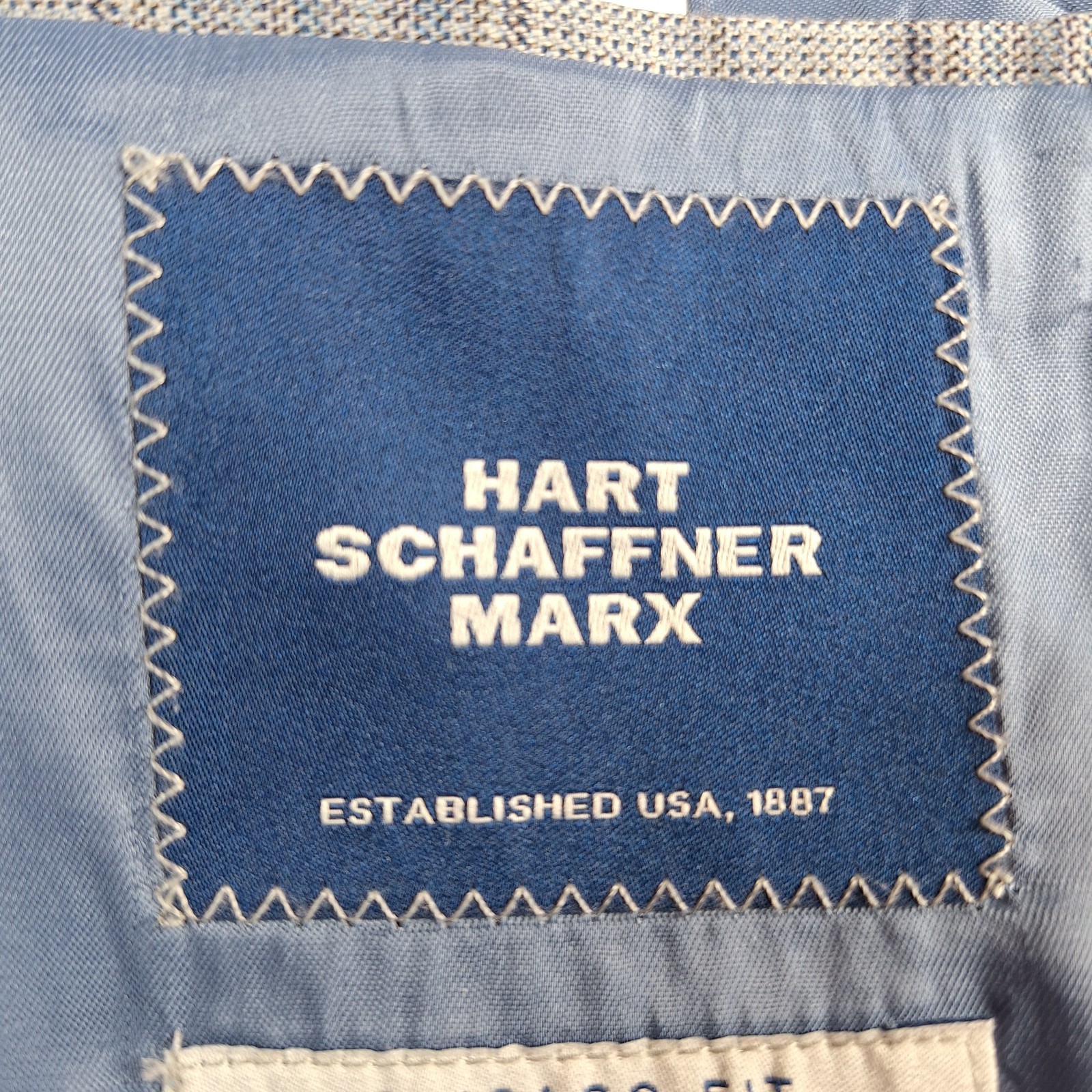 Hart Schaffner Marx Sport Coat Jacket Mens 52R Light Gray Plaid Wool Chicago VL