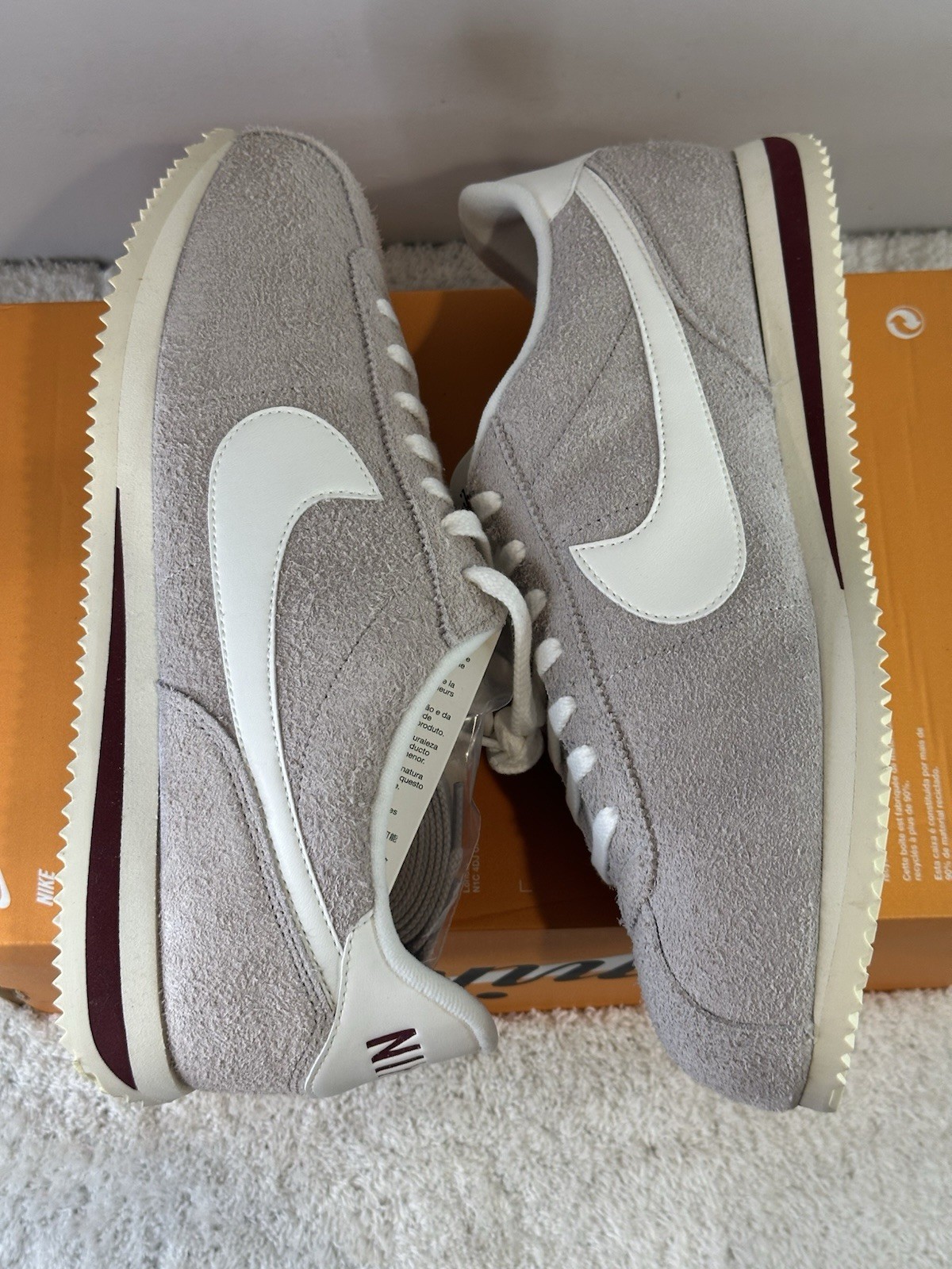Nike Cortez Men’s Size 12 Grey Sail Suede HF3142 001 Box No Lid