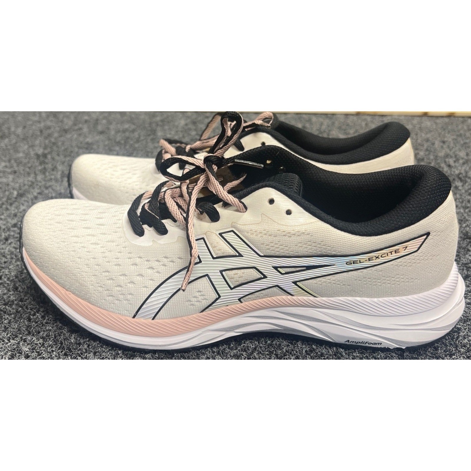 Asics Gel-Excite 7 Women’s Running Shoes White Pink Iridescent Athletic Size 11