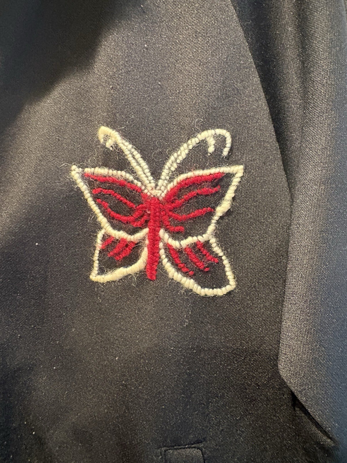 Elements Butterfly Embroidered Track Jacket Black Full Zip Y2K Fairy Grunge