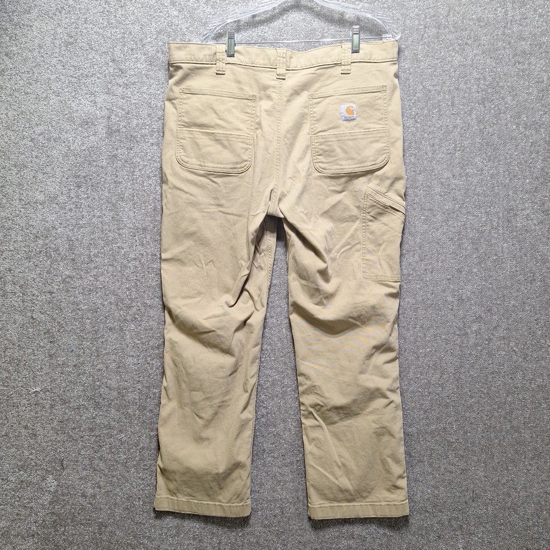 Carhartt Rugged Flex Relaxed Fit Canvas Pants Mens 38×30 Beige Work Wear Cargo